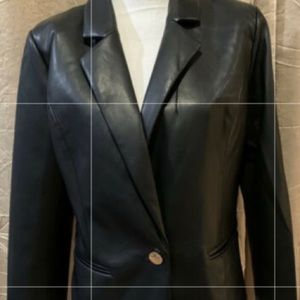 New Marc New York Black Faux Leather Blazer